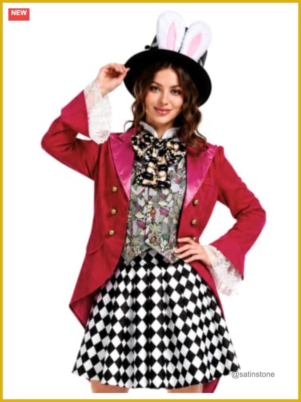 Women's Hatter Costume Set 5 Pieces Halloween Cosplay Outfit S-XL